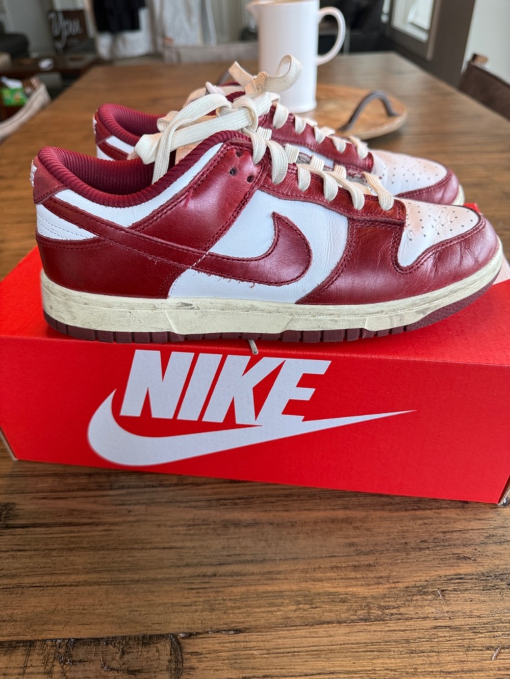 Nike Dunk Low PRM team red white Retro Sneakers size 8 - Picture 4 of 10